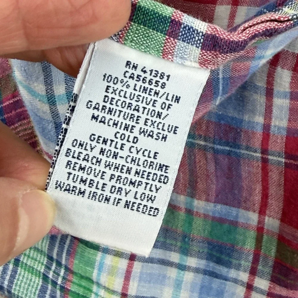 Polo Ralph Lauren 100% Linen Multi Madras Plaid Shirt Men 2XL Pony Preppy